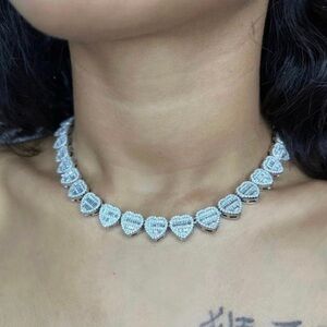 Cuban Heart Choker Necklace with Handcrafted Design and Sparkling